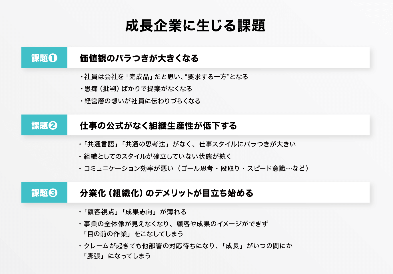 成長企業に生じる課題
