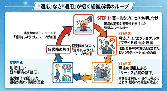 適応なき適用が招く組織崩壊のループ